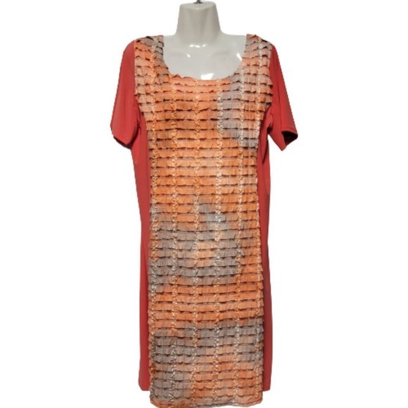 Coral and Grey Short Sleeve Dress  Various Sizes Plus Sizes M L XL 1XL - Picture 4 of 15
